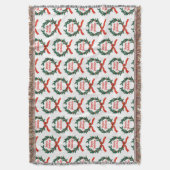 ハッピーホリデーズヴィンテージホリークリスマスリース スローブランケット (正面縦)