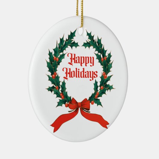 ハッピーホリデーズヴィンテージホリークリスマスリース セラミックオーナメント (右)
