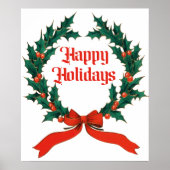 ハッピーホリデーズヴィンテージホリークリスマスリース ポスター (正面)