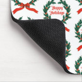 ハッピーホリデーズヴィンテージホリークリスマスリース マウスパッド (コーナー)