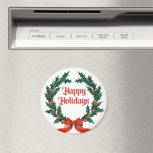 ハッピーホリデーズヴィンテージホリークリスマスリース マグネット (インサイチュ (食洗機))