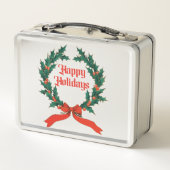 ハッピーホリデーズヴィンテージホリークリスマスリース メタルランチボックス (裏面)