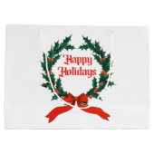ハッピーホリデーズヴィンテージホリークリスマスリース ラージペーパーバッグ (裏面)
