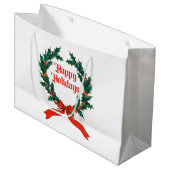 ハッピーホリデーズヴィンテージホリークリスマスリース ラージペーパーバッグ (正面アングル)