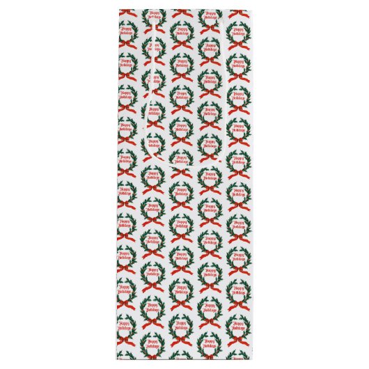 ハッピーホリデーズヴィンテージホリークリスマスリース ワインギフトバッグ (正面)