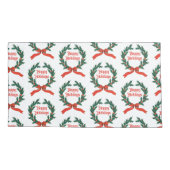 ハッピーホリデーズヴィンテージホリークリスマスリース 枕カバー (裏面-左)