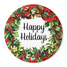 ハッピーホリデーズヴィンテージリースギフト/デコールマグネット