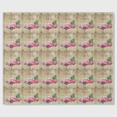 ハッピーホリデーズヴィンテージレッドクリスマストラック素朴 ラッピングペーパー (フラット)