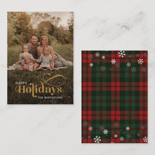 ハッピーホリデーズ写真の手書きクリスマス ノートカード (正面/裏面)