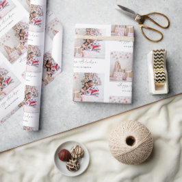 ハッピーホリデーズ写真名パターンクリスマス ラッピングペーパー