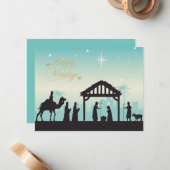 ハッピーホリデーズ出生マンガーシーン ノートカード (正面/裏面インサイチュ)