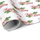 ハッピーホリデーズ刺繍ルックヴィンテージスタイルギフト ラッピングペーパー (ロールコーナー)