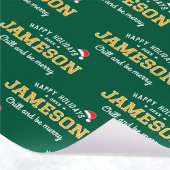 ハッピーホリデーズ名前をカスタムするクリスマスグリーン金ゴールド ラッピングペーパー