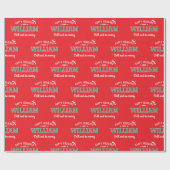 ハッピーホリデーズ名前をカスタムするクリスマスレッドグリーン ラッピングペーパー (フラット)