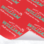 ハッピーホリデーズ名前をカスタムするクリスマスレッドグリーン ラッピングペーパー