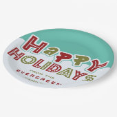 ハッピーホリデーズ名前をカスタムする紙プレート ペーパープレート (アングル)