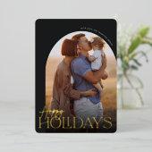 ハッピーホリデーズ垂直フォトアーチ 箔シーズンカード (立ち正面)