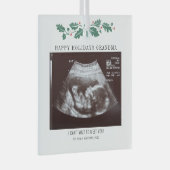 ハッピーホリデーズ妊娠超音波写真おばあちゃん ガラスオーナメント (正面右)