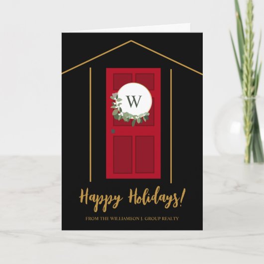 ハッピーホリデーズ実在エステートモノグラムドアリース シーズンカード (正面)