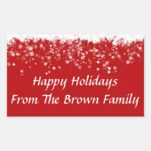 ハッピーホリデーズ封筒用シールステッカーテンプレート 長方形シール (正面)