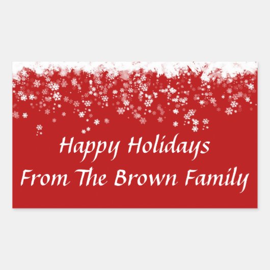 ハッピーホリデーズ封筒用シールステッカーテンプレート 長方形シール (正面)