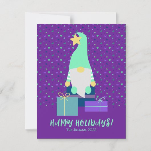 ハッピーホリデーズ小妖精や小人 シーズンカード (正面)