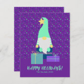 ハッピーホリデーズ小妖精や小人 シーズンカード (正面/裏面)