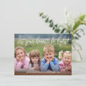 ハッピーホリデーズ手書きスクリプト引用文オーバーフォト シーズンカード (スタンド正面)