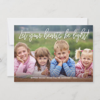 ハッピーホリデーズ手書きスクリプト引用文オーバーフォト シーズンカード