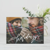 ハッピーホリデーズ手書き文字のオーバーレイフォト シーズンカード (スタンド正面)