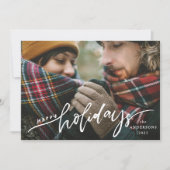 ハッピーホリデーズ手書き文字のオーバーレイフォト シーズンカード (正面)