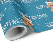 ハッピーホリデーズ文字withジンジャーブレッドマン ラッピングペーパー (ロールコーナー)