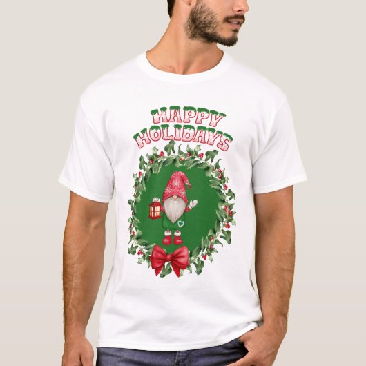 ハッピーホリデーズ格言インザクリスマスリース Tシャツ (正面)