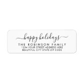 ハッピーホリデーズ白黒スクリプト差出人住所 ラベル (正面)