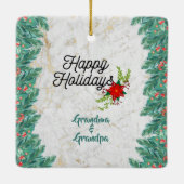 ハッピーホリデーズ祖母とグランドパオンマーブル セラミックオーナメント (裏面)