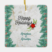 ハッピーホリデーズ祖母とグランドパオンマーブル セラミックオーナメント (正面)