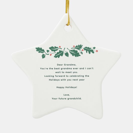 ハッピーホリデーズ祖母の妊娠の発表 セラミックオーナメント (裏面)