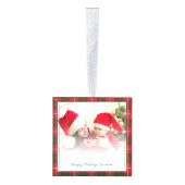 ハッピーホリデーズ祖母ベビー写真クリスマス キューブオーナメント (右)