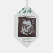 ハッピーホリデーズ祖父母の妊娠超音波検査 ガラスオーナメント (正面右)