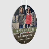 ハッピーホリデーズ祖父母フォトクリスマス オーナメント (正面)