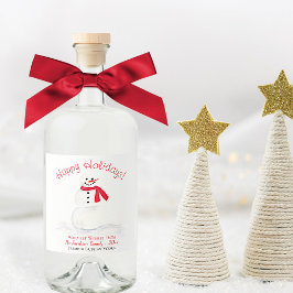 ハッピーホリデーズ笑顔雪だるまクリスマス リキュールボトルラベル