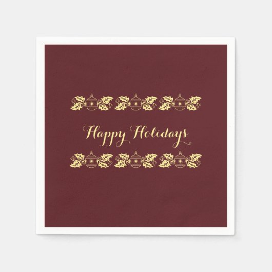 ハッピーホリデーズ紙ナプキンズバイローズライト スタンダードカクテルナプキン (正面)
