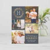 ハッピーホリデーズ編集可能カラーフェスティバルリース シーズンカード (スタンド正面)