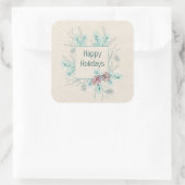 ハッピーホリデーズ編集可能文字冬の葉 スクエアシール (バッグ)