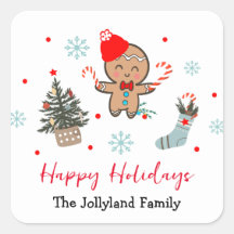 ハッピーホリデーズ自然松の木ジンジャーブレッドマン