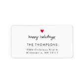 ハッピーホリデーズ赤いハートクリスマス差出人住所 ラベル (正面)