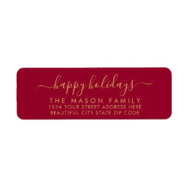 ハッピーホリデーズ金ゴールドとレッドスクリプト差出人住所 ラベル