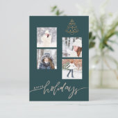 ハッピーホリデーズ金ゴールドクリスマスツリーフォトコラージュ カード (スタンド正面)