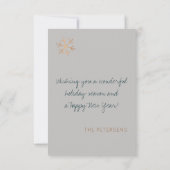 ハッピーホリデーズ金ゴールドクリスマスツリーフォトコラージュ カード (裏面)