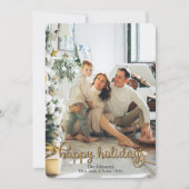 ハッピーホリデーズ金ゴールドグリッターフォトクリスマス シーズンカード (正面)